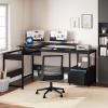 imageYITAHOME L Shaped Desk with Lift Top 65quot Adjustable Standing Desk with File Drawer Corner Computer Desks with Storage Shelves Black