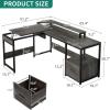 imageYITAHOME L Shaped Desk with Lift Top 65quot Adjustable Standing Desk with File Drawer Corner Computer Desks with Storage Shelves Grey