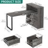 imageYITAHOME L Shaped Desk with Power Outlets 55quot Computer Desk with Drawers ampamp Bookshelf Home Office Desk with LED Lights Corner Desk with File Cabinet White ampamp OakGrey