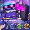 imageYITAHOME L Shaped Desk with Power Outlets 55quot Computer Desk with Drawers ampamp Bookshelf Home Office Desk with LED Lights Corner Desk with File Cabinet White ampamp OakBlack