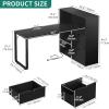 imageYITAHOME L Shaped Desk with Power Outlets 55quot Computer Desk with Drawers ampamp Bookshelf Home Office Desk with LED Lights Corner Desk with File Cabinet White ampamp OakBlack