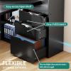 imageYITAHOME L Shaped Desk with Power Outlets 55quot Computer Desk with Drawers ampamp Bookshelf Home Office Desk with LED Lights Corner Desk with File Cabinet White ampamp OakBlack