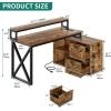 imageYITAHOME L Shaped Desk with Power Outlets 55quot Computer Desk with Drawers and File Cabinet Corner Office Desks with LED Lights ampamp Monitor Stand for Home Office Rustic BrownRustic Brown