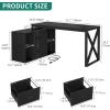 imageYITAHOME L Shaped Desk with Power Outlets ampamp File Cabinet55quot Reversible Corner Computer Desk with Drawers ampamp LED Lights LShaped Desk with 4 Glass Open Storage Shelves BlackBlack