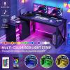 imageYITAHOME L Shaped Desk with Power Outlets ampamp File Cabinet55quot Reversible Corner Computer Desk with Drawers ampamp LED Lights LShaped Desk with 4 Glass Open Storage Shelves BlackBlack