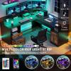 imageYITAHOME L Shaped Desk with Power Outlets ampamp LED Lights 60quot Corner Computer Desk with Drawers ampamp Lift Top Home Office Desk with Monitor Stand ampamp File Cabinet Wood Height Adjustable Desk Black ampamp BrownBlackbrown