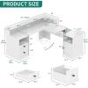 imageYITAHOME L Shaped Desk with Power Outlets ampamp LED Lights 60quot Corner Computer Desk with Drawers ampamp Lift Top Home Office Desk with Monitor Stand ampamp File Cabinet Wood Height Adjustable Desk WhiteWhite