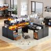 imageYITAHOME L Shaped Desk with Power Outlets ampamp LED Lights 60quot Corner Computer Desk with Drawers ampamp Lift Top Home Office Desk with Monitor Stand ampamp File Cabinet Wood Height Adjustable Desk Black ampamp BrownBlackbrown