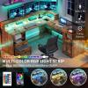 imageYITAHOME L Shaped Desk with Power Outlets ampamp LED Lights 60quot Corner Computer Desk with Drawers ampamp Lift Top Home Office Desk with Monitor Stand ampamp File Cabinet Wood Height Adjustable Desk WhiteBrown