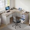 imageYITAHOME L Shaped Desk with Power Outlets ampamp LED Lights 60quot Corner Computer Desk with Drawers ampamp Lift Top Home Office Desk with Monitor Stand ampamp File Cabinet Wood Height Adjustable Desk WhiteGrey Wash