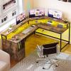 imageYITAHOME L Shaped Desk with Power Outlets ampamp LED Lights 67quot Computer Desk with File Drawer Corner Desk Home Office Desk with Monitor Stand ampamp 3 Cubbies Storage Shelves Brown
