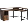 imageYITAHOME L Shaped Desk with Power Outlets ampamp LED Lights 67quot Computer Desk with File Drawer Corner Desk Home Office Desk with Monitor Stand ampamp 3 Cubbies Storage Shelves GreyRustic Brown