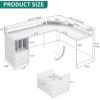 imageYITAHOME L Shaped Desk with Power Outlets ampamp LED Lights 67quot Computer Desk with File Drawer Corner Desk Home Office Desk with Monitor Stand ampamp 3 Cubbies Storage Shelves GreyWhite