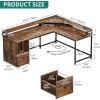 imageYITAHOME L Shaped Desk with Power Outlets ampamp LED Lights 67quot Computer Desk with File Drawer Corner Desk Home Office Desk with Monitor Stand ampamp 3 Cubbies Storage Shelves GreyRustic Brown
