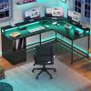 imageYITAHOME L Shaped Desk with Power Outlets ampamp LED Lights 67quot Computer Desk with File Drawer Corner Desk Home Office Desk with Monitor Stand ampamp 3 Cubbies Storage Shelves GreyBlack