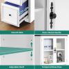 imageYITAHOME L Shaped Executive Desk with Hutch and Drawers Farmhouse Home Office Desk with Power Outlet Wood Corner Computer Desk with Sliding Door Storage Cabinet with Glass Door Grey ampamp WalnutWhite  Black
