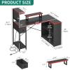 imageYITAHOME L Shaped Gaming Desk with Drawer and Storage Shelves 51 Inch Reversible Computer Desk with LED Lights ampamp Hutch Corner Desk Gaming Table with Monitor Stand ampamp Pegboard Black Carbon Fiber