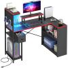 imageYITAHOME L Shaped Gaming Desk with Drawer and Storage Shelves 51 Inch Reversible Computer Desk with LED Lights ampamp Hutch Corner Desk Gaming Table with Monitor Stand ampamp Pegboard Black Carbon Fiber
