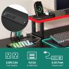 imageYITAHOME L Shaped Gaming Desk with Drawer and Storage Shelves 51 Inch Reversible Computer Desk with LED Lights ampamp Hutch Corner Desk Gaming Table with Monitor Stand ampamp Pegboard Black Carbon Fiber