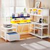 imageYITAHOME L Shaped Gaming Desk with LED Lights 787quot Computer Desk with Power Outlets Reversible Corner Gaming Desk with Drawers and Hutch for Home Office White