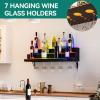 imageYITAHOME LED Light Liquor Bottle Display Shelf 3Step 30inch Wall Mounted Wine Rack Acrylic Liquor Shelf with Wine Glass Holder Slots Remote ampamp App Control for Home Commercial BarWall mounted
