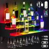 imageYITAHOME LED Light Liquor Bottle Display Shelf 3Step 30inch Wall Mounted Wine Rack Acrylic Liquor Shelf with Wine Glass Holder Slots Remote ampamp App Control for Home Commercial BarWall mounted