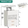imageYITAHOME LED Nightstand with Charging StationWhite Night Stand with Reversible Lift Top Mobile Bedside Tables with 2 Drawer