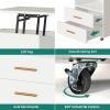 imageYITAHOME LED Nightstand with Charging StationWhite Night Stand with Reversible Lift Top Mobile Bedside Tables with 2 Drawer