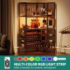 imageYITAHOME Large Corner Wine Rack 63 Corner Bar Cabinet with Power Outlet and LED Light 5Tier L Shaped Industrial Liquor Cabinets wGlass Holder Open Display Cabinet for Home BrownBrown
