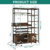 imageYITAHOME Large Corner Wine Rack 63 Corner Bar Cabinet with Power Outlet and LED Light 5Tier L Shaped Industrial Liquor Cabinets wGlass Holder Open Display Cabinet for Home BrownBrown