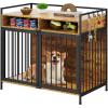 imageYITAHOME Large Dog Crate 41quot Heavy Duty Dog Kennel with 2 Drawers End Table Wooden Dog Cage Indoor Dog House Pet Crate Table with Double Doors for Large Medium Small Dogs Rustic BrownRustic Brown