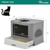 imageYITAHOME Large Enclosed Cat Litter Box with Cushion AntiSplash Closed Litter Boxes with Litter Scoop Front Entry Top Exit Door Easy to Install and CleanGray