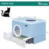 imageYITAHOME Large Enclosed Cat Litter Box with Cushion AntiSplash Closed Litter Boxes with Litter Scoop Front Entry Top Exit Door Easy to Install and CleanBlue