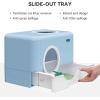imageYITAHOME Large Enclosed Cat Litter Box with Cushion AntiSplash Closed Litter Boxes with Litter Scoop Front Entry Top Exit Door Easy to Install and CleanBlue