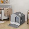 imageYITAHOME Large Enclosed Cat Litter Box with Cushion AntiSplash Closed Litter Boxes with Litter Scoop Front Entry Top Exit Door Easy to Install and CleanGray