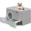 imageYITAHOME Large Enclosed Cat Litter Box with Cushion AntiSplash Closed Litter Boxes with Litter Scoop Front Entry Top Exit Door Easy to Install and CleanGray
