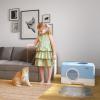 imageYITAHOME Large Enclosed Cat Litter Box with Cushion AntiSplash Closed Litter Boxes with Litter Scoop Front Entry Top Exit Door Easy to Install and CleanBlue
