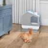 imageYITAHOME Large Enclosed Cat Litter Box with Cushion AntiSplash Closed Litter Boxes with Litter Scoop Front Entry Top Exit Door Easy to Install and CleanBlue