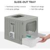 imageYITAHOME Large Enclosed Cat Litter Box with Cushion AntiSplash Closed Litter Boxes with Litter Scoop Front Entry Top Exit Door Easy to Install and CleanGray