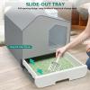 imageYITAHOME Large Enclosed Cat Litter Box with Cushion AntiSplash Closed Litter Boxes with Litter Scoop Front Entry Top Exit Door Easy to Install and CleanGray