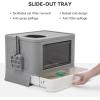 imageYITAHOME Large Enclosed Cat Litter Box with Cushion AntiSplash Closed Litter Boxes with Litter Scoop Front Entry Top Exit Door Easy to Install and CleanGray