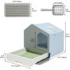 imageYITAHOME Large Enclosed Cat Litter Box with Cushion AntiSplash Closed Litter Boxes with Litter Scoop Front Entry Top Exit Door Easy to Install and CleanBlue