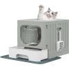 imageYITAHOME Large Enclosed Cat Litter Box with Cushion AntiSplash Closed Litter Boxes with Litter Scoop Front Entry Top Exit Door Easy to Install and CleanGray