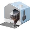 imageYITAHOME Large Enclosed Cat Litter Box with Cushion AntiSplash Closed Litter Boxes with Litter Scoop Front Entry Top Exit Door Easy to Install and CleanBlue