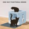 imageYITAHOME Large Enclosed Cat Litter Box with Cushion AntiSplash Closed Litter Boxes with Litter Scoop Front Entry Top Exit Door Easy to Install and CleanBlue