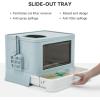 imageYITAHOME Large Enclosed Cat Litter Box with Cushion AntiSplash Closed Litter Boxes with Litter Scoop Front Entry Top Exit Door Easy to Install and CleanBlue