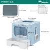 imageYITAHOME Large Enclosed Cat Litter Box with Cushion AntiSplash Closed Litter Boxes with Litter Scoop Front Entry Top Exit Door Easy to Install and CleanBlue