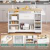 imageYITAHOME Large Kitchen Island with Power Outlet Rolling Kitche Cart with Wine Rack Mobile Storage Islands with Spice Rack Glass Holder Island Table on Wheels for Living Room 50 Inch Wide WhiteWhite Oak
