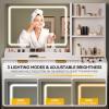 imageYITAHOME Large Makeup Vanity Desk with Mirror and Lights Fluted Vanity Table with 2 Drawers ampamp Adjustable Shelves Makeup Mirror in 3 Modes Lighting Dressing Table Set wCharging Station WhiteWhite