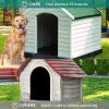 imageYITAHOME Large Plastic Dog House Outdoor Indoor Doghouse Puppy Shelter Water Resistant Easy Assembly Sturdy Dog Kennel with Air Vents and Elevated FloorGreen
